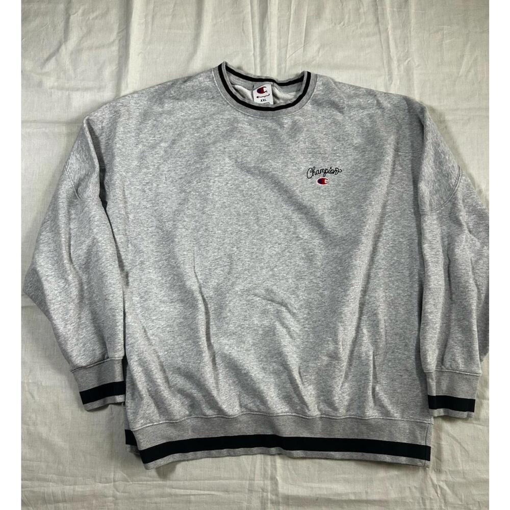 Champion Men's XXL University Script Sweatshirt Light Heather Gray EUC